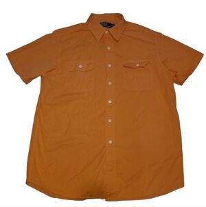 Polo Ralph Lauren Button Down Short Sleeve Shirt Mens Size L Orange 2 Pockets